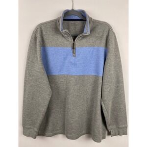 Club Room Quarter Zip Pullover Size XL Gray Blue Colorblock Casual Knit